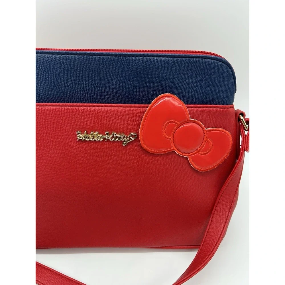 Hello Kitty Bi Color Shoulder Bag Red Navy Bow Crossbody Sanrio Japan Kawaii